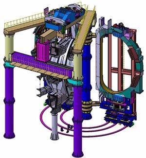 Each 40-degre sub-sector assembled by this sub-assembly tool will comprise one vacuum vessel sector, two toroidal field coils, and thermal shielding. (Click to view larger version...)